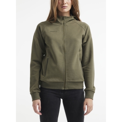 Craft Bluza z kapturem Core Soul Full Zip Hood (miękki materiał, z kieszeniami na zamek błyskawiczny) khaki zielony Damska