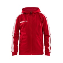 Craft Bluza z kapturem Hoodie Fullzip Pro Control czerwono/biała dla chłopców