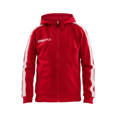 Craft Bluza z kapturem Hoodie Fullzip Pro Control czerwono/biała dla chłopców