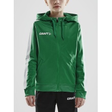 Craft Bluza z kapturem Hoodie Fullzip Pro Control zielona/biała dla chłopców