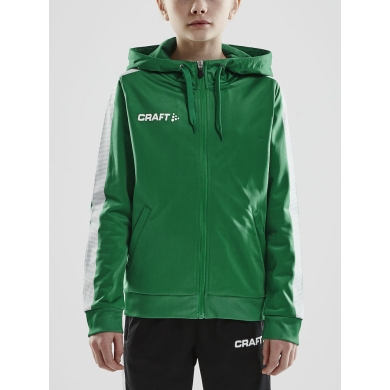 Craft Bluza z kapturem Hoodie Fullzip Pro Control zielona/biała dla chłopców