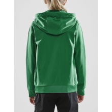 Craft Bluza z kapturem Hoodie Fullzip Pro Control zielona/biała dla chłopców