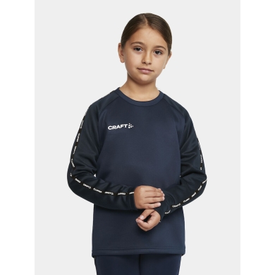 Craft Sportowa koszulka z długim rękawem Squad 2.0 Crew Neck (z recyklingowanego poliestru, optymalna swoboda ruchów) granatowa dziecięca