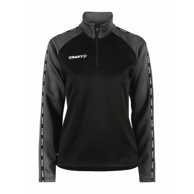 Craft Sportowa koszulka z długim rękawem Squad 2.0 Halfzip (ergonomiczny design, wysoka elastyczność) czarna/szara damska