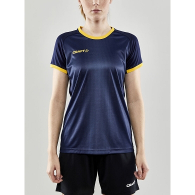 Craft Sport-Shirt (Koszulka) Progress 2.0 Graphic Jersey - lekka, funkcjonalna i materiał elastyczny - granatowa/żółta Damska