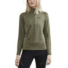 Koszulka sportowa z długim rękawem CORE Gain (midlayer, pół-zamek) khaki zielona damska