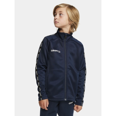 Craft Sportowa kurtka treningowa Squad 2.0 Full Zip (z kieszeniami bocznymi, elastyczny materiał funkcyjny) granatowy dziecięcy