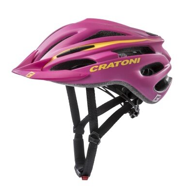 Kask rowerowy Cratoni Pacer (odblaski, poduszka na brodę, zdejmowana osłona, 230g, matowy) różowy/żółty