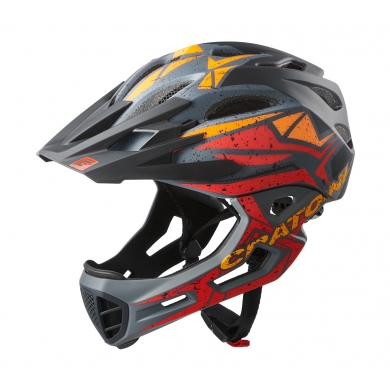 Kask rowerowy Cratoni C-Maniac PRO (Pełna ochrona) matowy czarny/czerwony/pomarańczowy