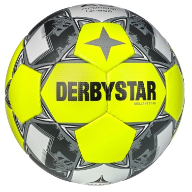 Derbystar Piłka Nożna Brilliant TT AG v24 (Piłka treningowa, specjalnie do sztucznej trawy) żółta/szara - 1 piłka