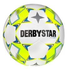 Derbystar Piłka nożna Apus Light (idealna dla młodzieży E i D, 350g) biała/żółta/niebieska - 1 piłka