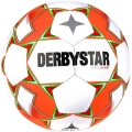 Derbystar Piłka Nożna Atmos S-Light AG (idealna dla dzieci F i E, piłka na sztuczną trawę, 290g) biała/pomarańczowa - 1 piłka