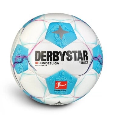 Derbystar Piłka nożna Bundesliga Brilliant Replica v24 (Sezon 2024/2025) biało/niebieska