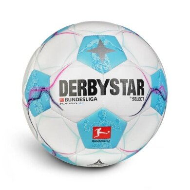 Derbystar Piłka Nożna Bundesliga Brilliant Replica Light v24 (Sezon 2024/2025) biało/niebieska