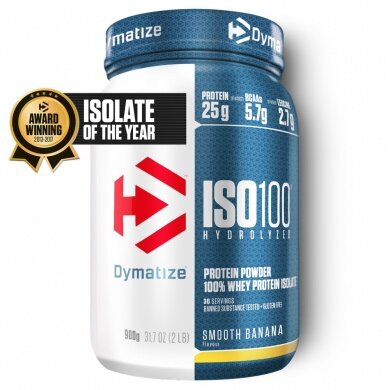 Dymatize Iso100 Hydrolyzowane Izolat Białka Proszek Smooth Banana 932g Puszka