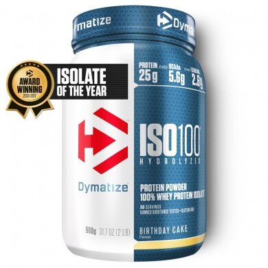 Dymatize Iso100 Hydrolyzowane Izolat Białka Proszek Tort Urodzinowy 932g Puszka