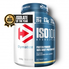 Dymatize Iso100 Hydrolyzowane Izolat Białka Proszek Tort Urodzinowy 2264g Puszka