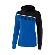 Erima Bluza z kapturem Hoodie 5C niebieska królewska/czarna damska