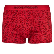 Emporio Armani bielizna bokserki trunk bawełniane czarne/czerwone w wzory męskie - 3 sztuki