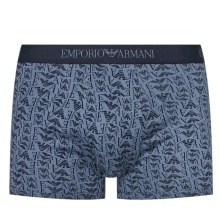 Emporio Armani bielizna bokserki trunk bawełniane ciemnoniebieskie w wzory męskie - 3 sztuki