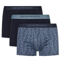 Emporio Armani bielizna bokserki trunk bawełniane ciemnoniebieskie w wzory męskie - 3 sztuki