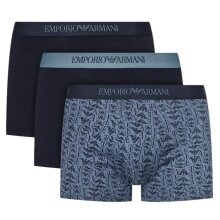 Emporio Armani bielizna bokserki trunk bawełniane ciemnoniebieskie w wzory męskie - 3 sztuki