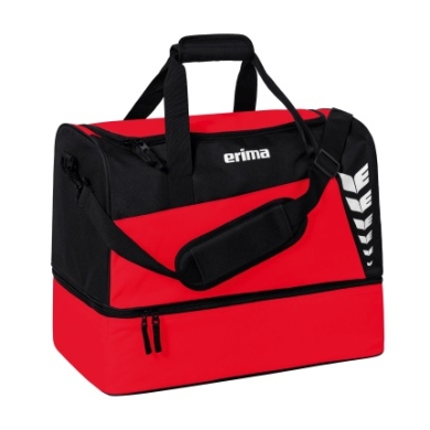 Torba sportowa Erima Six Wings z przegrodą na dnie (rozmiar L - 94,5 litra) czerwona/czarna 60x35x45cm