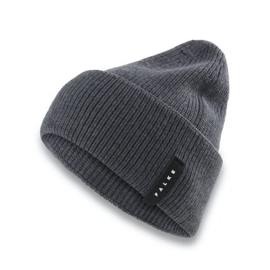 Falke Czapka dzianinowa (Beanie) Unisex - Wełna merino, struktura prążkowana - ciemnoszary - 1 sztuka