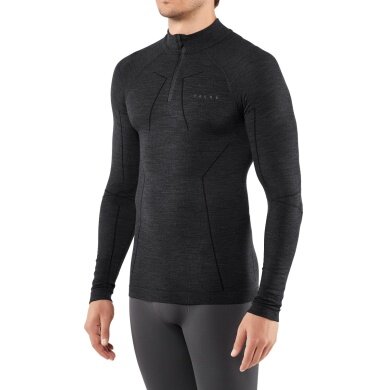 Falke Koszulka z długim rękawem Wool Tech Half-Zip (wełna merino) bielizna czarna męska