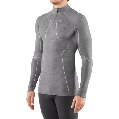 Falke Koszulka z długim rękawem Wool Tech Half-Zip (Wełna merino) Bielizna szara Mężczyźni