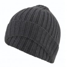 Falke Czapka (Beanie) Unisex - Wełna merino, struktura prążkowana, zagięcie - antracytowy - 1 sztuka