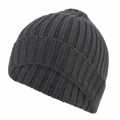 Falke Czapka (Beanie) Unisex - Wełna merino, struktura prążkowana, zagięcie - antracytowy - 1 sztuka