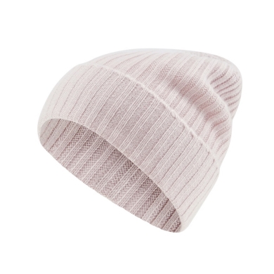 Falke Czapka zimowa (Beanie) Unisex - Kaszmir, struktura prążkowana, złożona - jasnoróżowa - 1 sztuka