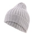 Falke Czapka (Beanie) Unisex - Wełna merino, struktura prążkowana, zagięcie - jasnoszary - 1 sztuka