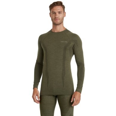 Falke Bielizna Funkcyjna Longsleeve Wool-Tech (doskonałe zarządzanie wilgocią) oliwkowy mężczyzna