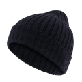 Falke Czapka Beanie Unisex - Wełna merino, struktura prążkowana, złożona - granatowy - 1 sztuka