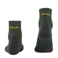 Falke Skarpetki trekkingowe TK5 Wander Wool (wysoki komfort noszenia) Skarpetki krótkie ciemnozielone damskie - 1 para