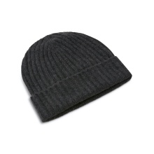 Falke Zimowa czapka (Beanie) Unisex - Kaszmir, struktura prążkowana, z zawinięciem - ciemnoszary - 1 sztuka