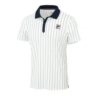 Fila Polo tenisowe Stripes Björn Retro-Look (100% poliester) biały/granatowy mężczyźni