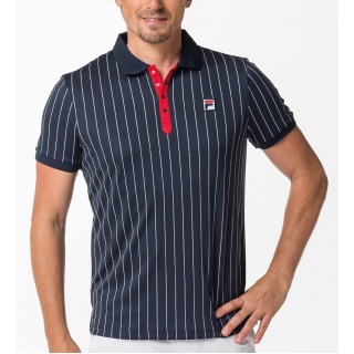 Fila Polo tenisowe Stripes (100% poliester) granatowy/biały/czerwony męski