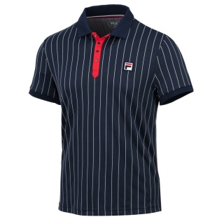 Fila Polo tenisowe Stripes (100% poliester) granatowy/biały męski