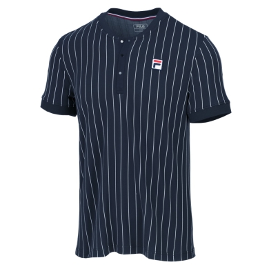 Fila T-shirt tenisowy Button Stripes peacoatowy niebieski/biały męski