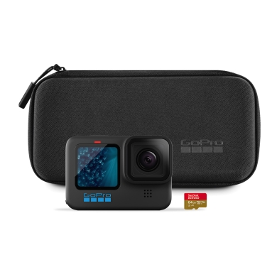 Kamera GoPro HERO11 - legendarne wzornictwo + imponujące filmy, w tym karta SanDisk microSD o pojemności 64 GB - czarna