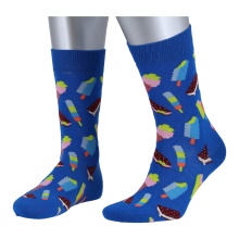 Happy Socks Skarpetki codzienne Crew Lody niebieskie zestaw prezentowy - 1 para