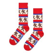 Happy Socks Skarpetki dzienne Crew Gingerbread Stripe (Piernik) czerwone - 1 para