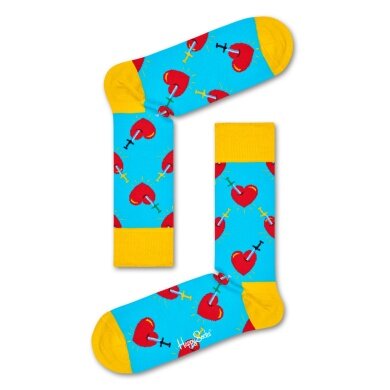 Happy Socks Skarpetki dzienne Crew Broken Heart jasnoniebieskie - 1 para