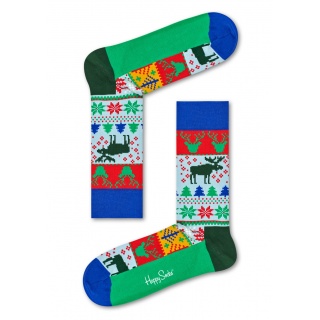 Happy Socks Skarpetki dzienne Crew Fair Isle zielone - 1 para