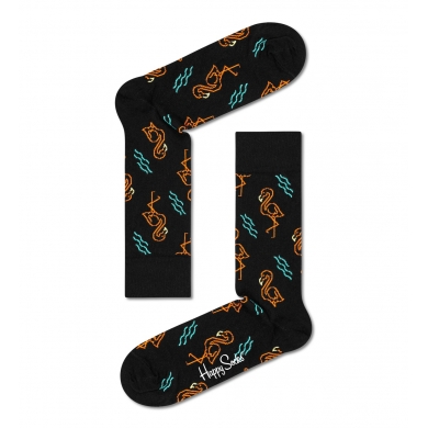 Skarpetki Happy Socks Tagessocke Crew Flamingo czarne - 1 para