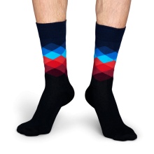 Happy Socks Skarpetki dzienne Crew Faded Diamond czarny/niebieski/czerwony - 1 para