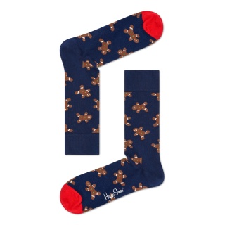 Happy Socks Skarpetki dzienne Crew Piernik (Lebkuchen) granatowo/czerwone - 1 para